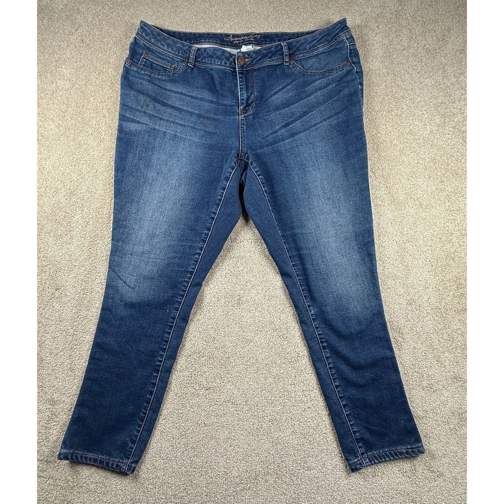 American Rag Cie Skinny Jeans Womens 18W Blue Denim Cotton Mid Rise Dark Wash